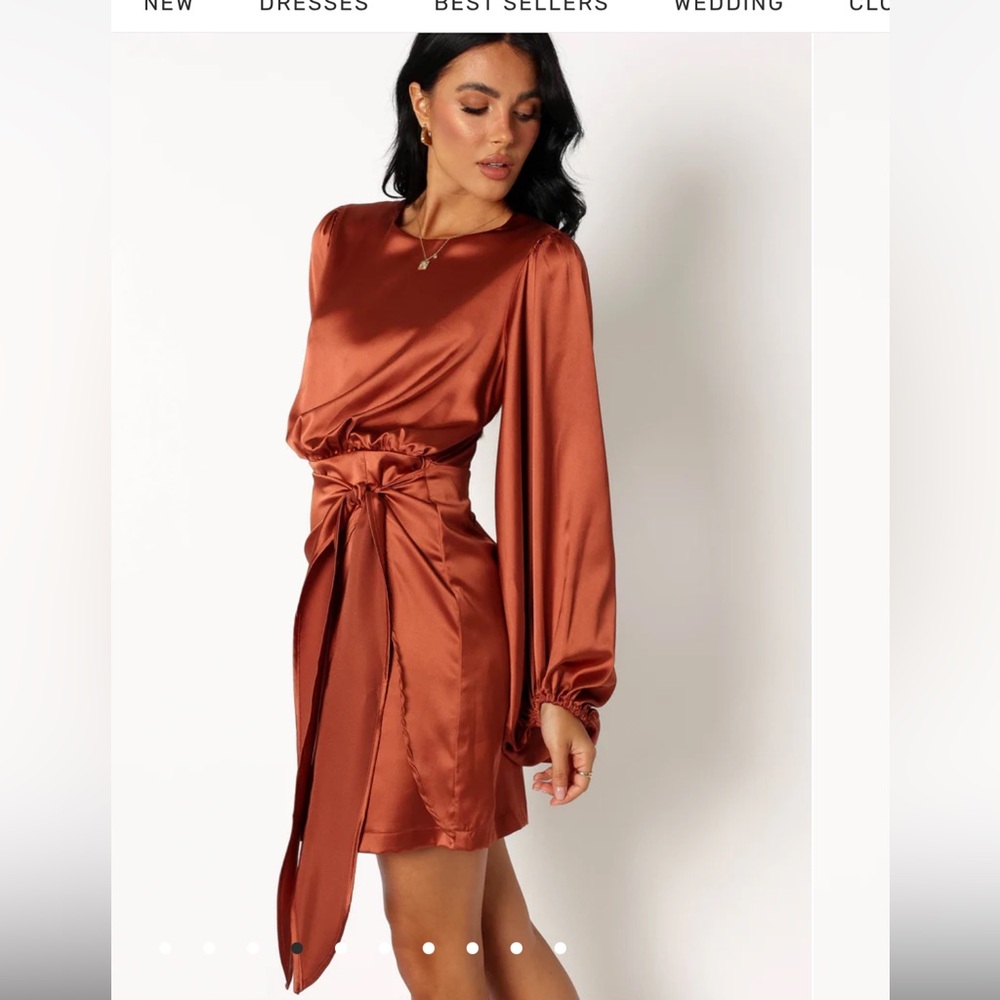 Rust tie front mini dress NWT